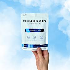 Neubrain Smart Coffee Blend held against sky